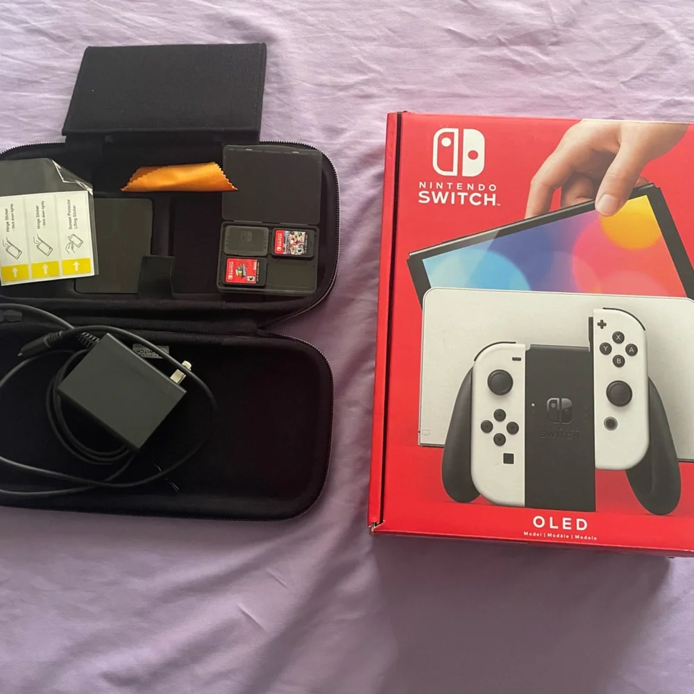 Nintendo Switch with Gray Joy-Con and Accessories